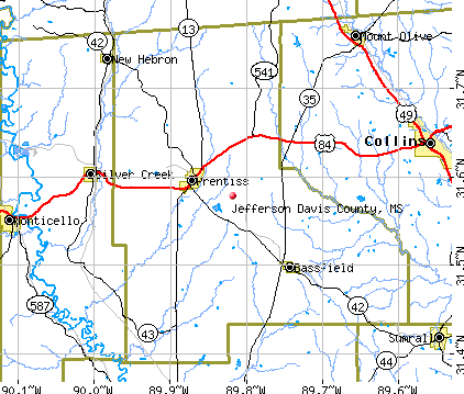 Jefferson Davis County, MS map