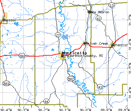 Lawrence County, MS map