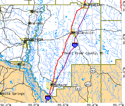 Pearl River County, MS map