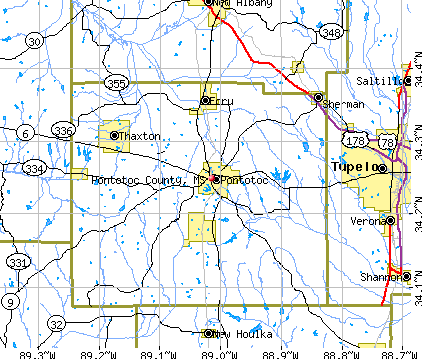 Pontotoc County, MS map