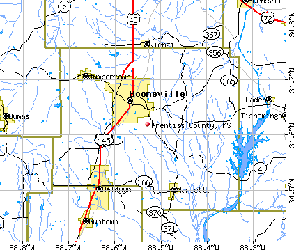Prentiss County, MS map