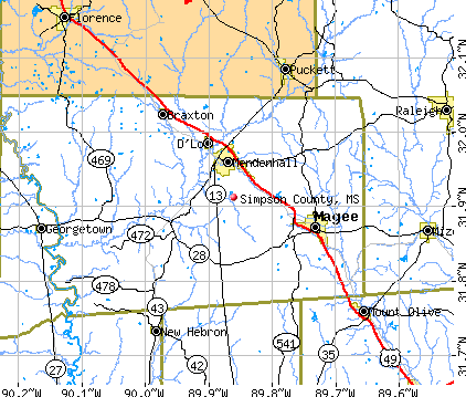 Simpson County, MS map