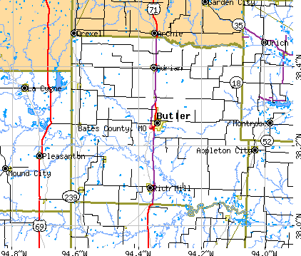 Bates County, MO map