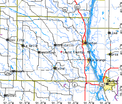 missouri map with cities. Lewis County, MO map