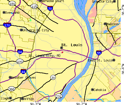 St. Louis city, MO map