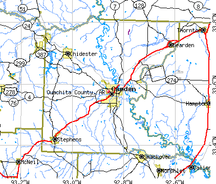 Ouachita County, AR map