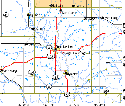 Gage County, NE map