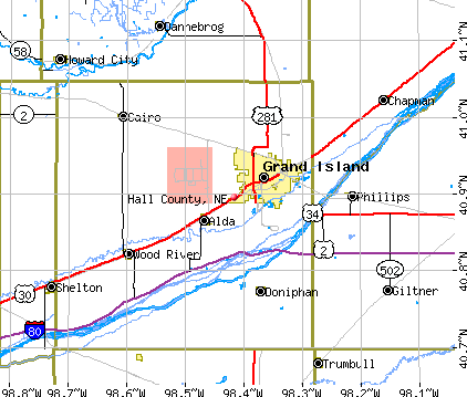 Hall County, NE map