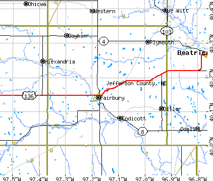 Jefferson County, NE map