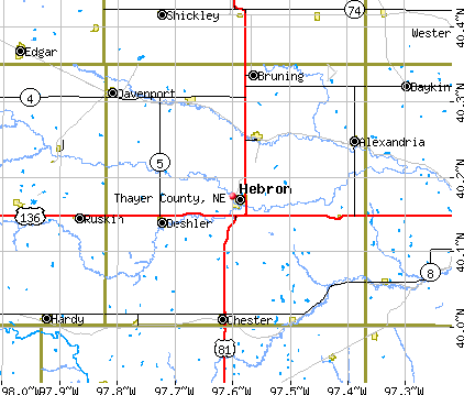 Thayer County, NE map
