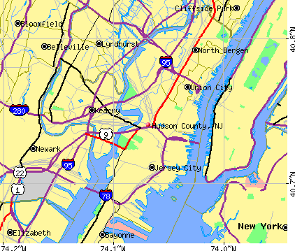 Hudson County, NJ map