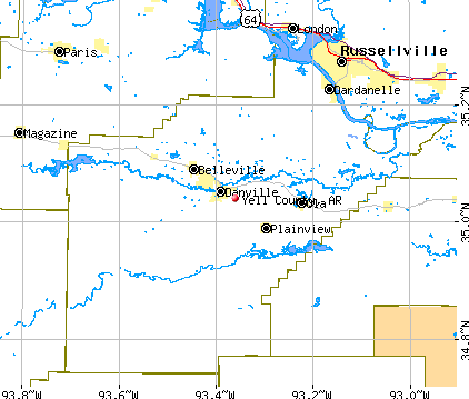 Yell County, AR map