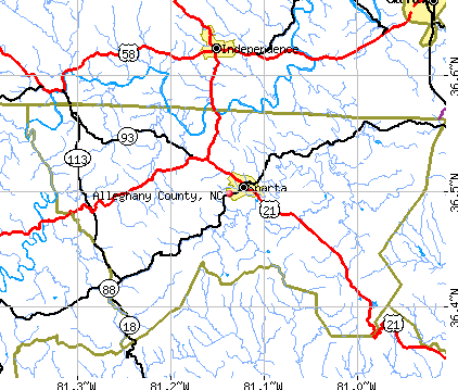 Alleghany County, NC map