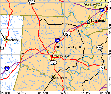 Davie County, NC map