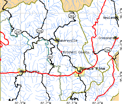 Mitchell County, NC map