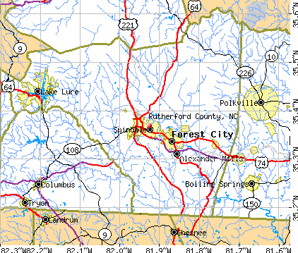 Rutherford County, NC map