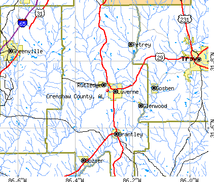 Crenshaw County, AL map