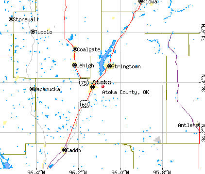 Atoka County, OK map