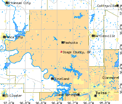 Osage County, OK map