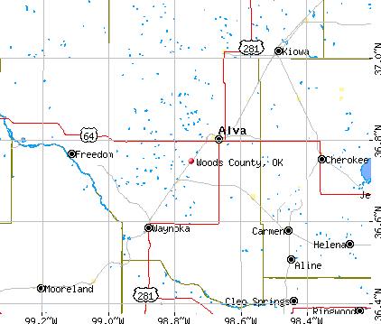 Woods County, OK map