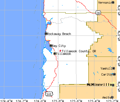 Tillamook County, OR map