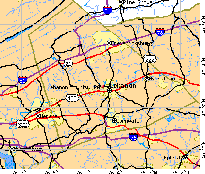 Lebanon County, PA map