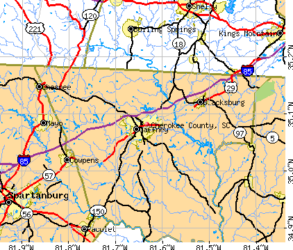 Cherokee County, SC map