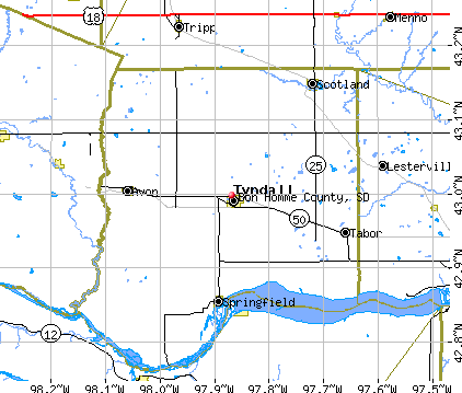 Bon Homme County, SD map