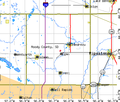 Moody County, SD map