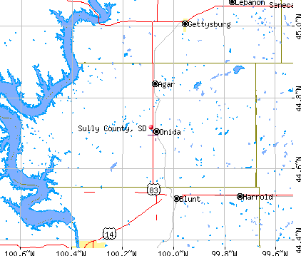 Sully County, SD map