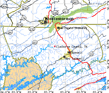 Claiborne County, TN map