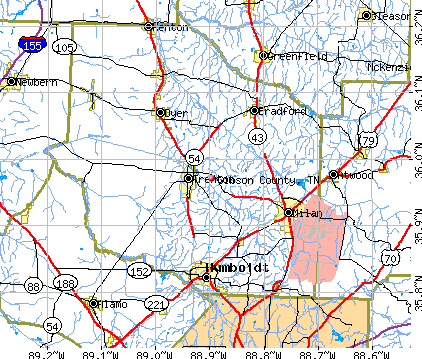 Gibson County, TN map