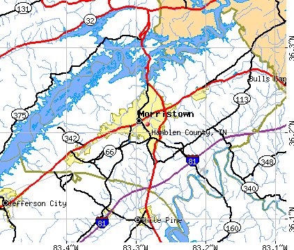 Hamblen County, TN map