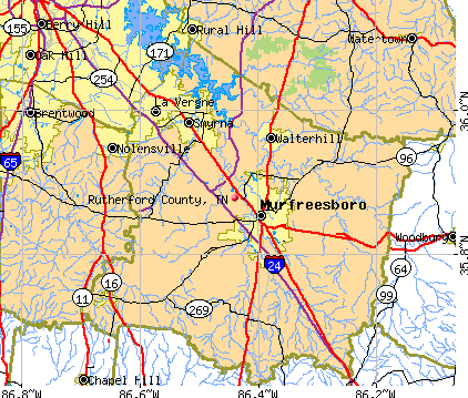 Rutherford County, TN map