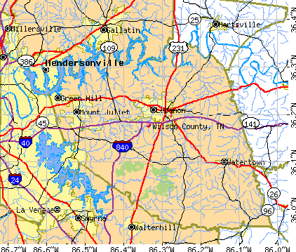 Wilson County, TN map