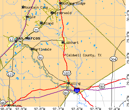 Caldwell County, TX map