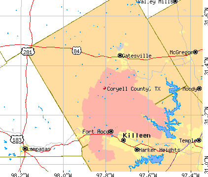 Coryell County, TX map