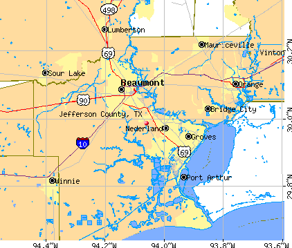 Jefferson County, TX map