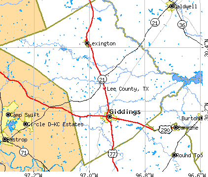 Lee County, TX map