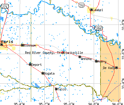 Red River County, TX map