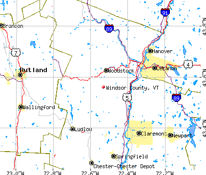 Windsor County, VT map