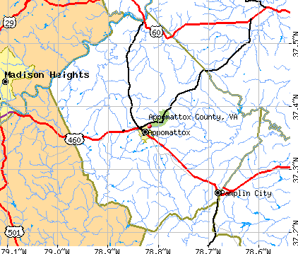 Appomattox County, VA map