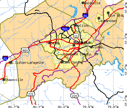 Roanoke County, VA map
