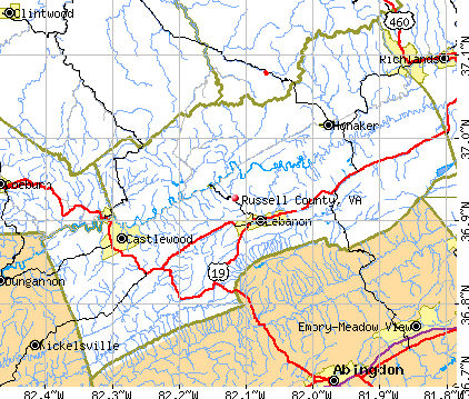 Russell County, VA map