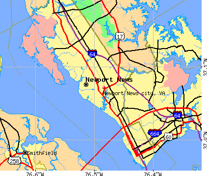Newport News city, VA map