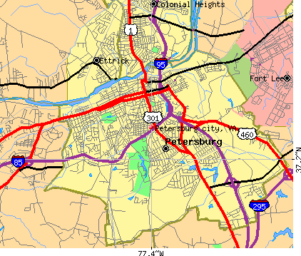 Petersburg city, VA map