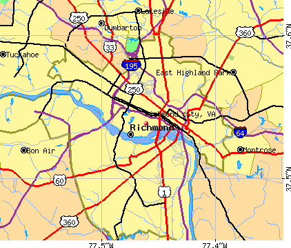 Richmond city, VA map
