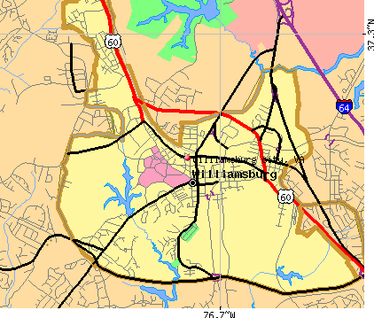 Williamsburg city, VA map