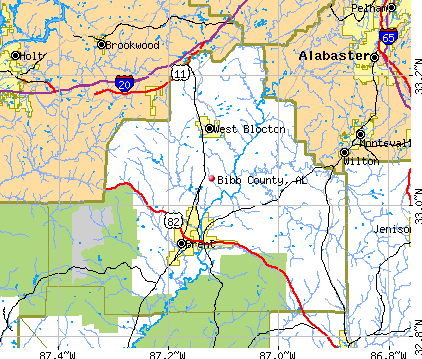 Bibb County, AL map