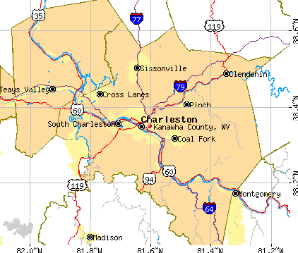 Kanawha County, WV map